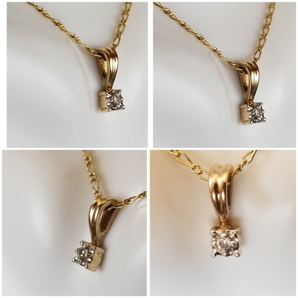 Genuine .016ct Diamond Pendant 14k Yellow Gold - Picture 3 of 5